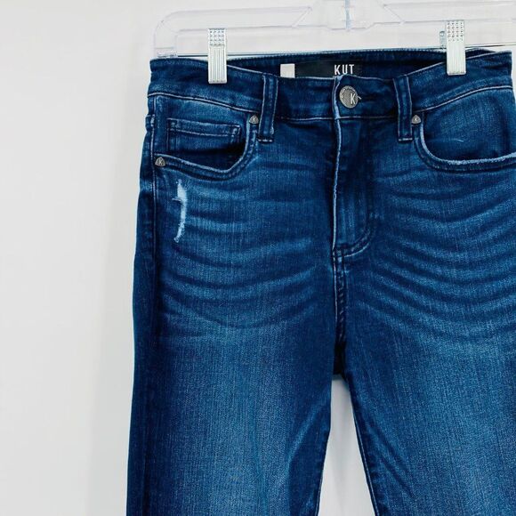 Kut from the Kloth Size 00 Dark Wash Raw Hem Donna High Rise Ankle Skinny Jeans - Picture 4 of 9